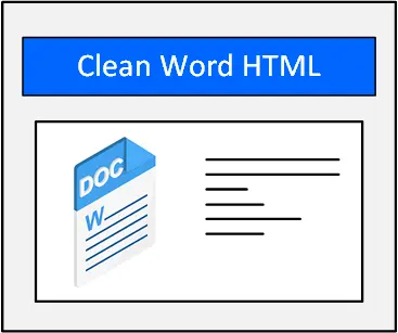 Clean word html text and under that, Word Icon and text